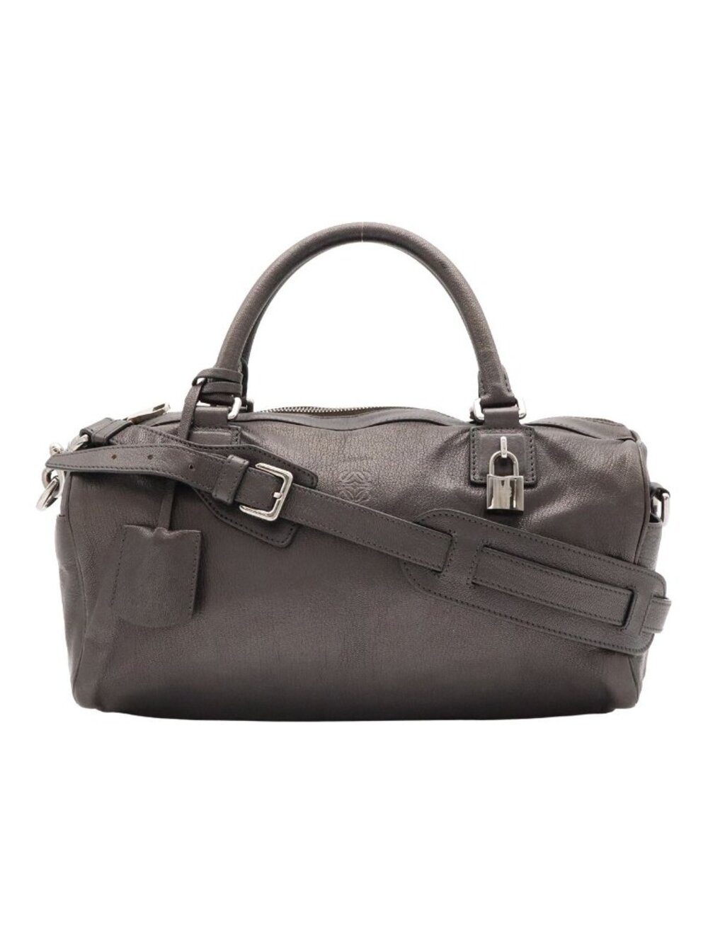 Loewe Candy Mini Boston Bag 2-Way Leather Dark Gray Silver